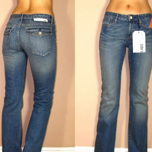 Earnest Sewn Bootcut Stretch Jeans Light Wash Flap Pockets Y2K Vintage Size 26 - Picture 9 of 10